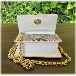 Suèi - Bag of Mini Size of Python Leather - Rose - Handmade in Italy - Luxury Exclusive Collection - Avvenice