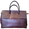 Suèi - Bag of Printed Crocodile Leather - Black - Handmade in Italy - Luxury Exclusive Collection - Avvenice