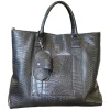 Suèi - Bag of Shopper Size of Python & Crocodile Leather - Black - Handmade in Italy - Luxury Exclusive Collection - Avvenice
