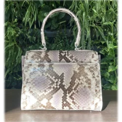 Suèi - Bag of Small Size of Python Leather - Rose - Handmade in Italy - Luxury Exclusive Collection - Avvenice