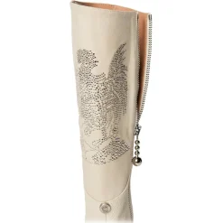 Suèi - Beige Boots with Rhinestone Rooster - Beige - Dark Brown - Handmade in Italy - Luxury Exclusive Collection - Avvenice