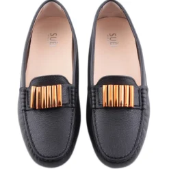 Suèi - Black Moccasins With Bullets -  Handmade in Italy - Luxury Exclusive Collection - Avvenice