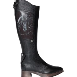 Suèi - Boots with Black Horse Art Printing - Black - Dark Brown - Handmade in Italy - Luxury Exclusive Collection - Avvenice