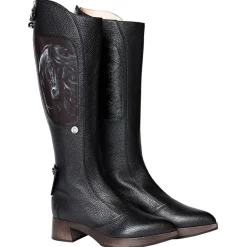 Suèi - Boots with Black Horse Art Printing - Black - Dark Brown - Handmade in Italy - Luxury Exclusive Collection - Avvenice
