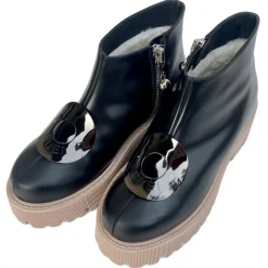 Suèi - Boots with Plate Accessories and Rose Sole - Black - Handmade in Italy - Luxury Exclusive Collection - Avvenice