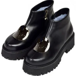 Suèi - Boots with Plate Accessories - Black - Handmade in Italy - Luxury Exclusive Collection - Avvenice