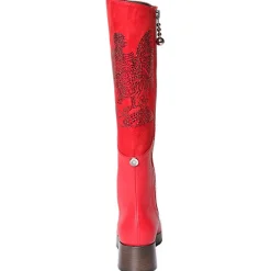 Suèi - Boots with Rhinestone Rooster - Red - Black - Handmade in Italy - Luxury Exclusive Collection - Avvenice