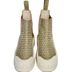 Suèi - Chelsea Boots of Branded Jacquard Colour Visone - Handmade in Italy - Luxury Exclusive Collection - Avvenice