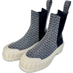 Suèi - Chelsea Boots of Branded Jacquard Colour Black - Handmade in Italy - Luxury Exclusive Collection - Avvenice