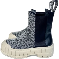 Suèi - Chelsea Boots of Branded Jacquard Colour Black - Handmade in Italy - Luxury Exclusive Collection - Avvenice