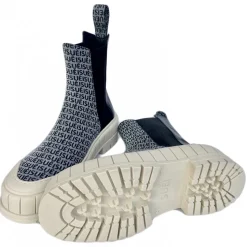 Suèi - Chelsea Boots of Branded Jacquard Colour Black - Handmade in Italy - Luxury Exclusive Collection - Avvenice