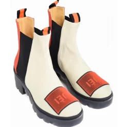 Suèi - Chelsea Boots with Patch Suèi - Orange - Beige - Black - Handmade in Italy - Luxury Exclusive Collection - Avvenice