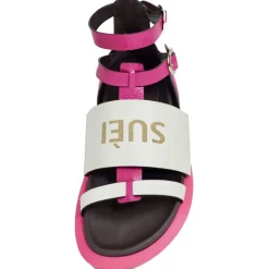 Suèi - Fuxia Sandals with Logo - White - Fuxia - Handmade in Italy - Luxury Exclusive Collection - Avvenice
