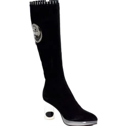 Suèi - High Black Boots With Transparent - Heels and Yin&Yang Motive - Handmade in Italy - Luxury Exclusive Collection - Avvenice