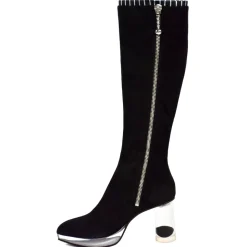 Suèi - High Black Boots With Transparent - Heels and Yin&Yang Motive - Handmade in Italy - Luxury Exclusive Collection - Avvenice