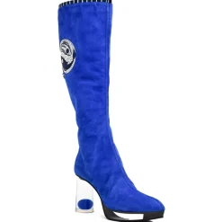 Suèi - High Bluette Boots with Transparent Heels and Yin&Yang Motive - Handmade in Italy - Luxury Exclusion Collection - Avvenice