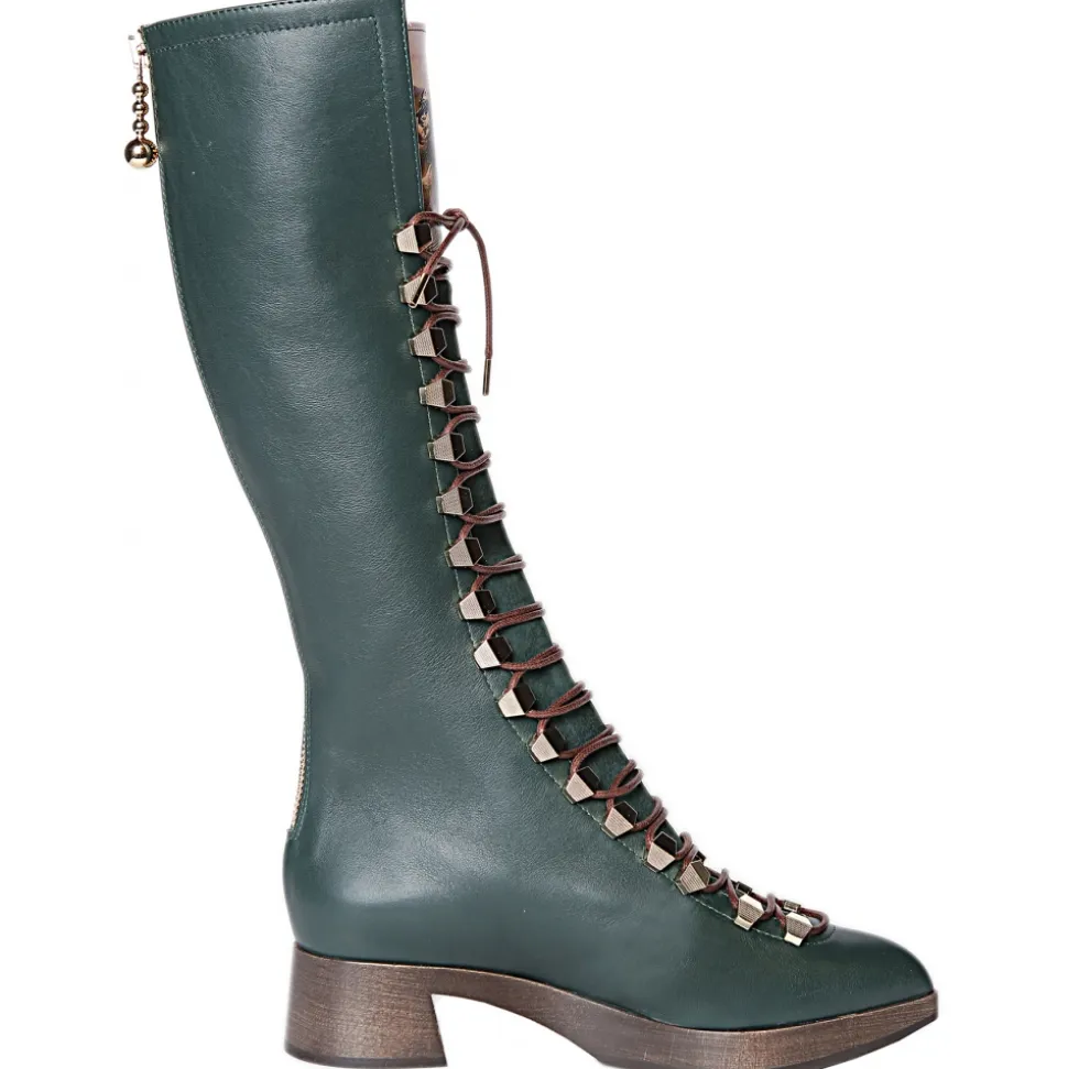 Suèi - High Lace-Ups Boots with Setters Art Printing - Handmade in Italy - Luxury Exclusive Collection - Avvenice