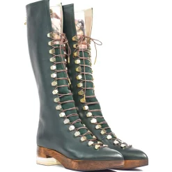 Suèi - High Lace-ups Boots with Setters Art Printing - Handmade in Italy - Luxury Exclusion Collection - Avvenice