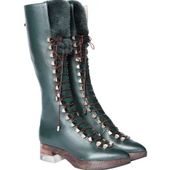 Suèi - High Lace-Ups Boots with Fur Details and Transparent Heels - Handmade in Italy - Luxury Exclusive Collection - Avvenice