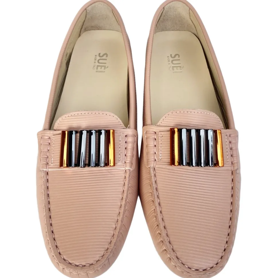 Suèi - Moccasins Colour Blush with Bullets - Handmade in Italy - Luxury Exclusive Collection - Avvenice