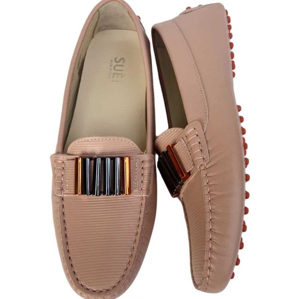 Suèi - Moccasins Colour Blush with Bullets - Handmade in Italy - Luxury Exclusive Collection - Avvenice