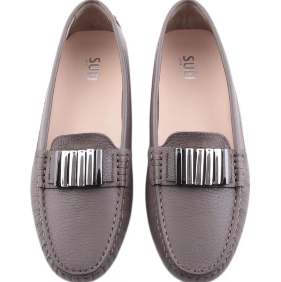 Suèi - Moccasins Colour Etain with Bullets - Handmade in Italy - Luxury Exclusive Collection - Avvenice