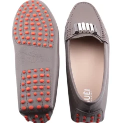 Suèi - Moccasins Colour Etain with Bullets - Handmade in Italy - Luxury Exclusive Collection - Avvenice