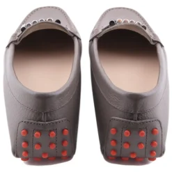 Suèi - Moccasins Colour Etain with Bullets - Handmade in Italy - Luxury Exclusive Collection - Avvenice