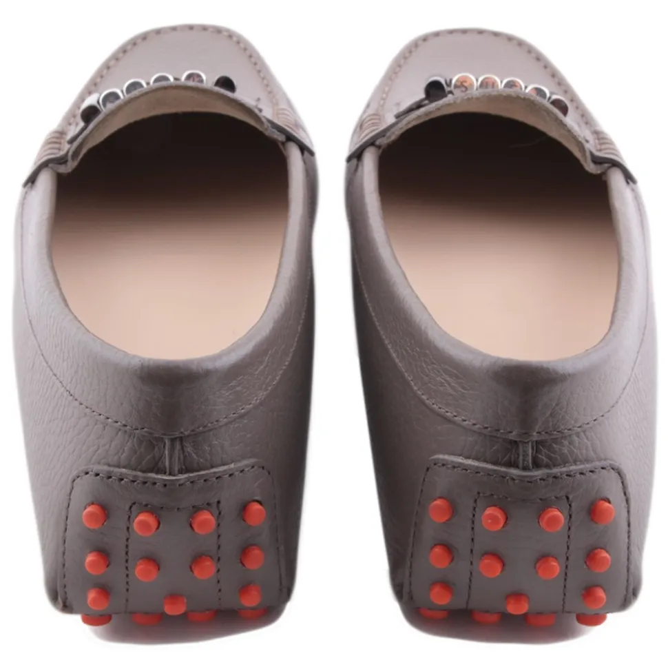 Suèi - Moccasins Colour Etain with Bullets - Handmade in Italy - Luxury Exclusive Collection - Avvenice