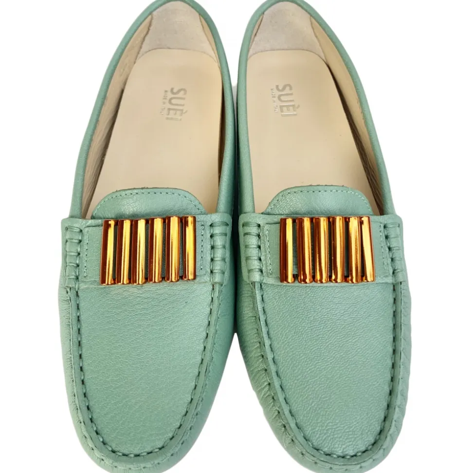 Suèi - Moccasins Colour Tiffany With Bullets - Handmade in Italy - Luxury Exclusive Collection - Avvenice