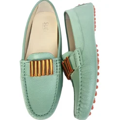 Suèi - Moccasins Colour Tiffany With Bullets -  Handmade in Italy - Luxury Exclusive Collection - Avvenice