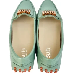Suèi - Moccasins Colour Tiffany With Bullets - Handmade in Italy - Luxury Exclusive Collection - Avvenice