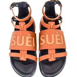 Suèi - Sandals of Fussbett Structure Colour Terracotta - Handmade in Italy - Luxury Exclusive Collection - Avvenice