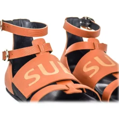 Suèi - Sandals of Fussbett Structure Colour Terracotta - Handmade in Italy - Luxury Exclusive Collection - Avvenice