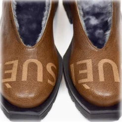 Suèi - Slip-On of She-Goat Leather with Hexagonal Heels - Grey - Black - Handmade in Italy - Luxury Exclusive Collection - Avvenice