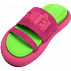 Suèi - Slippers of Suede Fuxia and Green - Handmade in Italy - Luxury Exclusive Collection - Avvenice