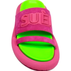 Suèi - Slippers of Suede Fuxia and Green - Handmade in Italy - Luxury Exclusive Collection - Avvenice