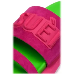 Suèi - Slippers of Suede Fuxia and Green - Handmade in Italy - Luxury Exclusive Collection - Avvenice