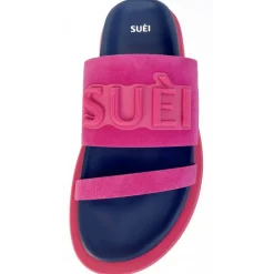 Suèi - Slippers of Suede Fuxia and Blue With Patch Suèi - Handmade in Italy - Luxury Exclusive Collection - Avvenice