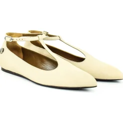 Suèi - T-bar Ballerina of Beige Calf - Handmade in Italy - Luxury Exclusive Collection - Avvenice