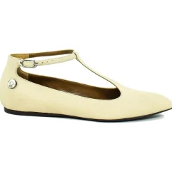 Suèi - T-bar Ballerina of Beige Calf - Handmade in Italy - Luxury Exclusive Collection - Avvenice