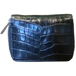Suèi - Wallet - Zipped Card Holder of Crocodile Leather - Black - Handmade in Italy - Luxury Exclusive Collection - Avvenice