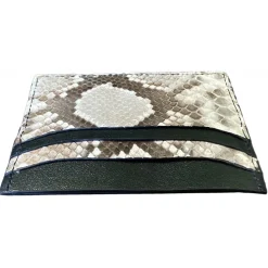 Suèi - Wallet - Zipped Card Holder of Python Leather - Beige - Handmade in Italy - Luxury Exclusive Collection - Avvenice