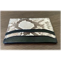 Suèi - Wallet - Zipped Card Holder of Python Leather - Beige - Handmade in Italy - Luxury Exclusive Collection - Avvenice