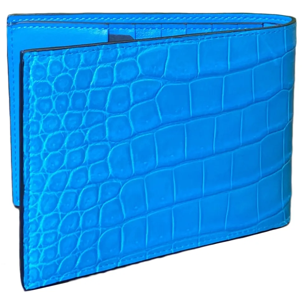 Suèi - Wallet of Crocodile Leather - Light Blue - Handmade in Italy - Luxury Exclusive Collection - Avvenice