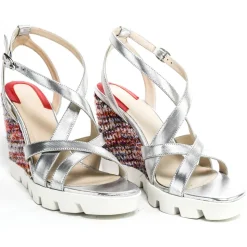 Suèi - Wedged Sandals of Multicolor Fabric - Handmade in Italy - Luxury Exclusive Collection - Avvenice