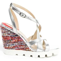 Suèi - Wedged Sandals of Multicolor Fabric - Handmade in Italy - Luxury Exclusive Collection - Avvenice