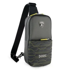 TecknoMonster - Automobili Lamborghini - Attak Crossbody Bag in Carbon Fiber and Alcantara® - Black Carpet Collection - Avvenice