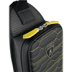 TecknoMonster - Automobili Lamborghini - Task Crossbody Bag in Carbon Fiber and Alcantara® - Black Carpet Collection - Avvenice