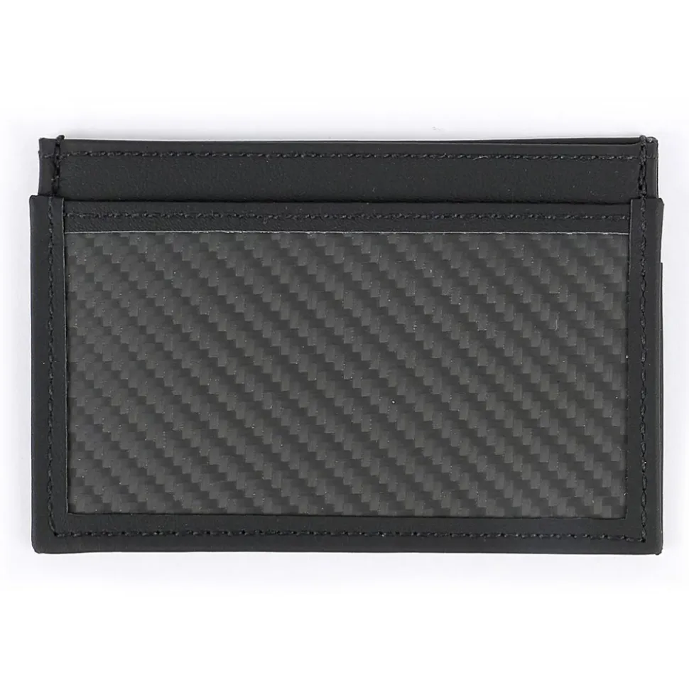 TecknoMonster - Cardcase - Black - Aeronautical and Leather Carbon Fiber Credit Card Case - Black Carpet Collection - Avvenice